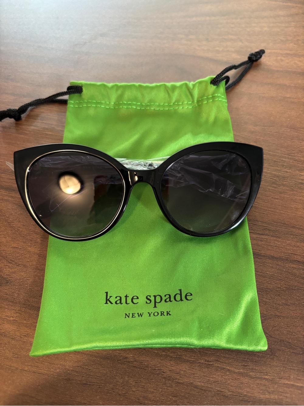 kate spade Black Cat-Eye Sunglasses with Dark Gradient Lenses